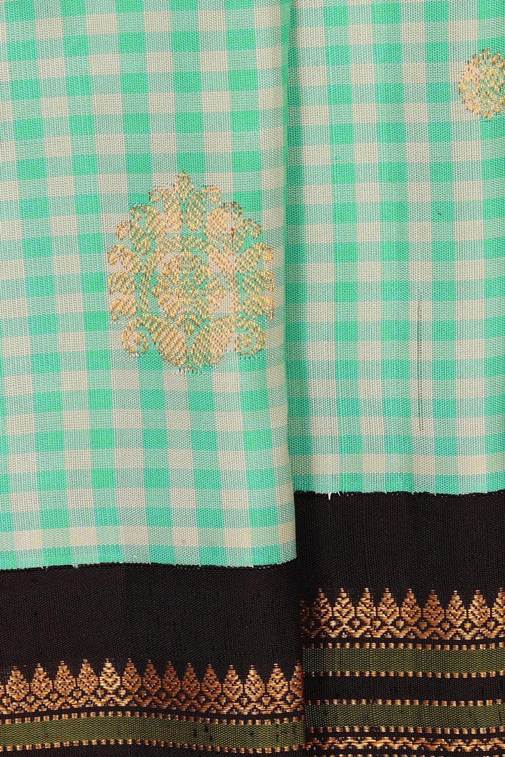 Kalanjali Gadwal Silk Green-Cream Saree – Women's - view 2