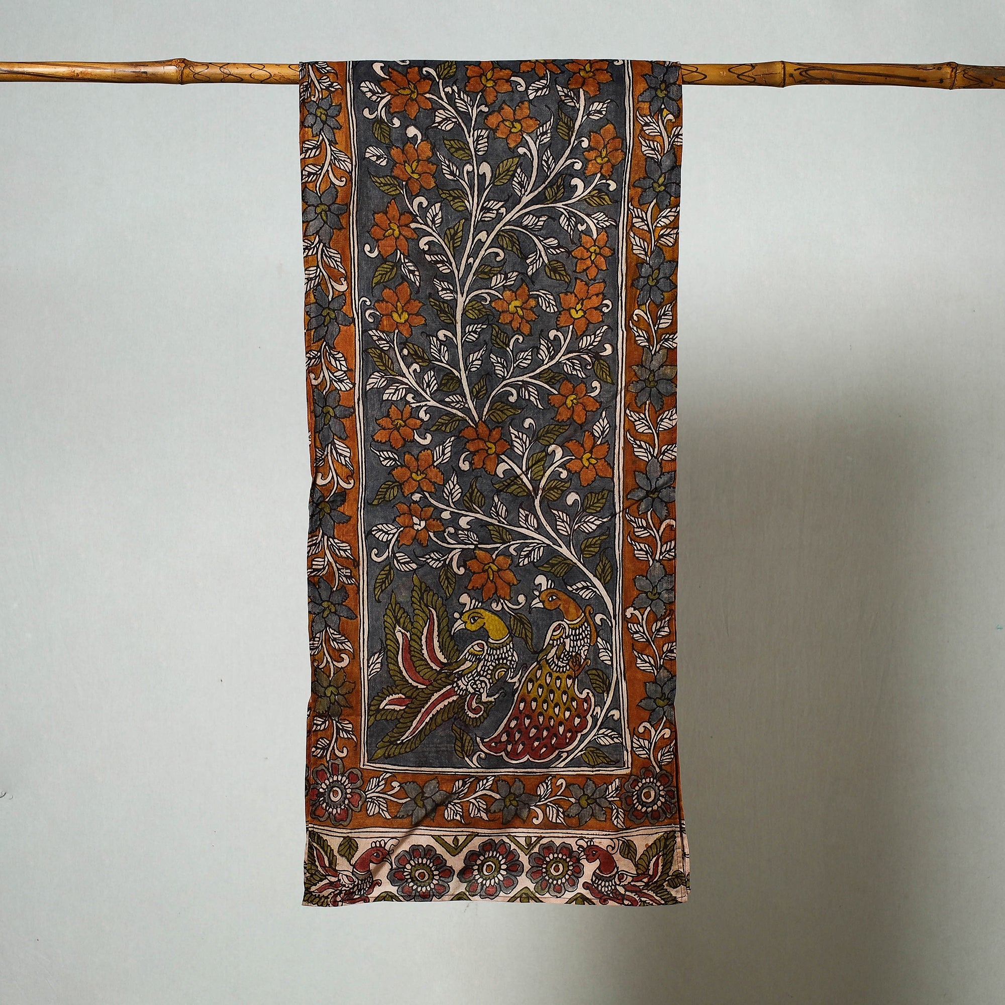 DWARAKA PLUS Black - Handpainted Kalamkari Cotton Stole - view 2