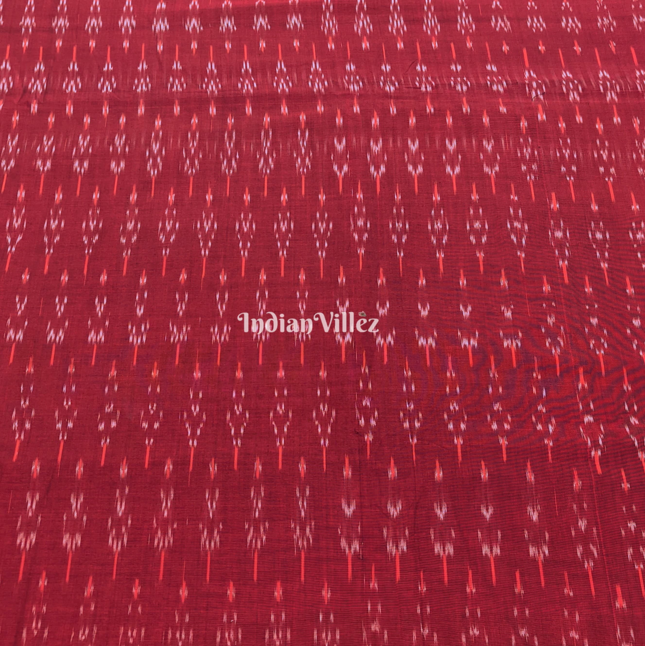 IndianVillèz Maroon Pochampally Ikat Cotton Fabric - view 2