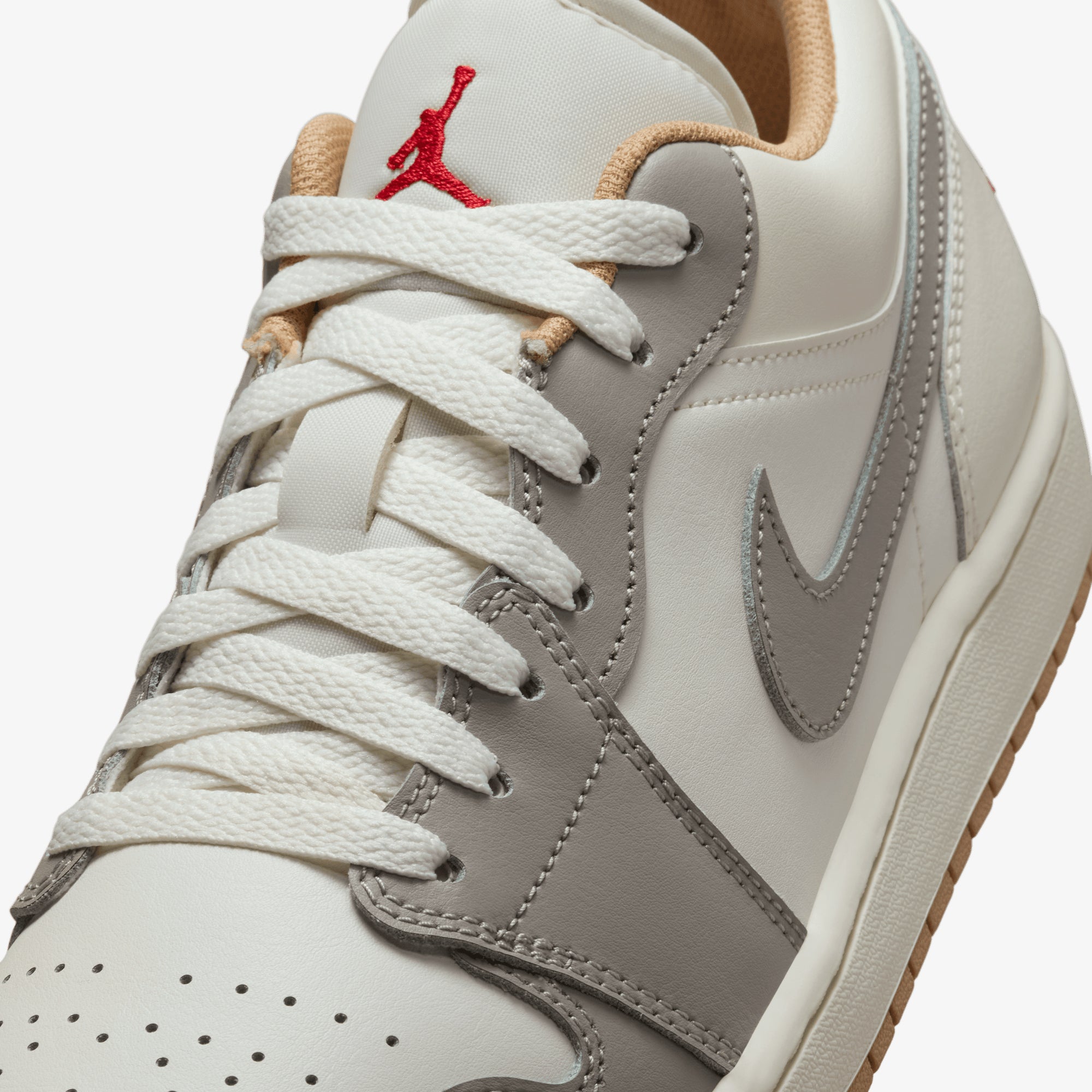 Jordan | Air Jordan 1 Low { Sail/fire Red-college Grey-hemp - view 5