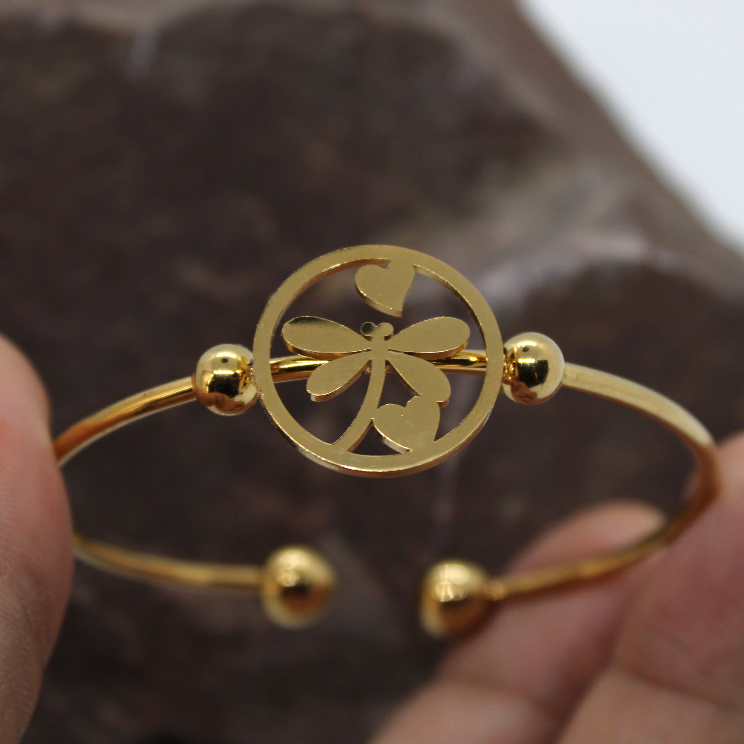 Branta Heart Butterfly Gold Bracelet For Women - view 2