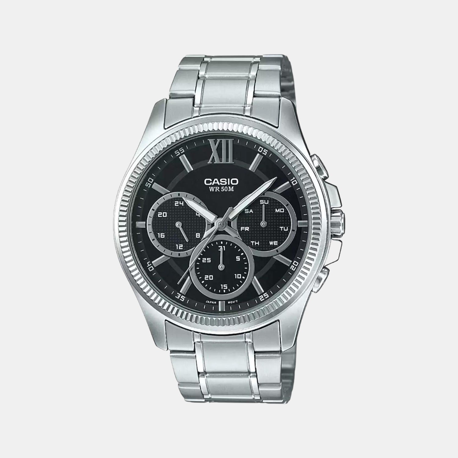 Casio Enticer Men Quartz Black Dial Chronograph Stainless Steel Watch A1772