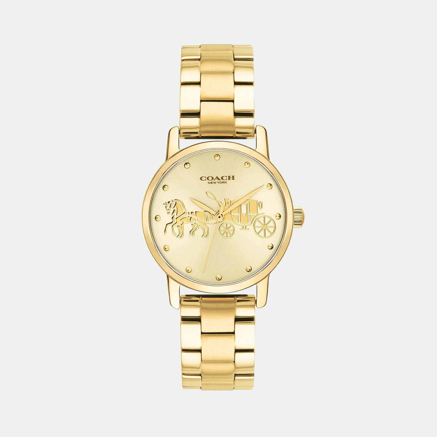 Coach Grand Women Quartz Gold Dial Analog Stainless Steel Watch 14502976