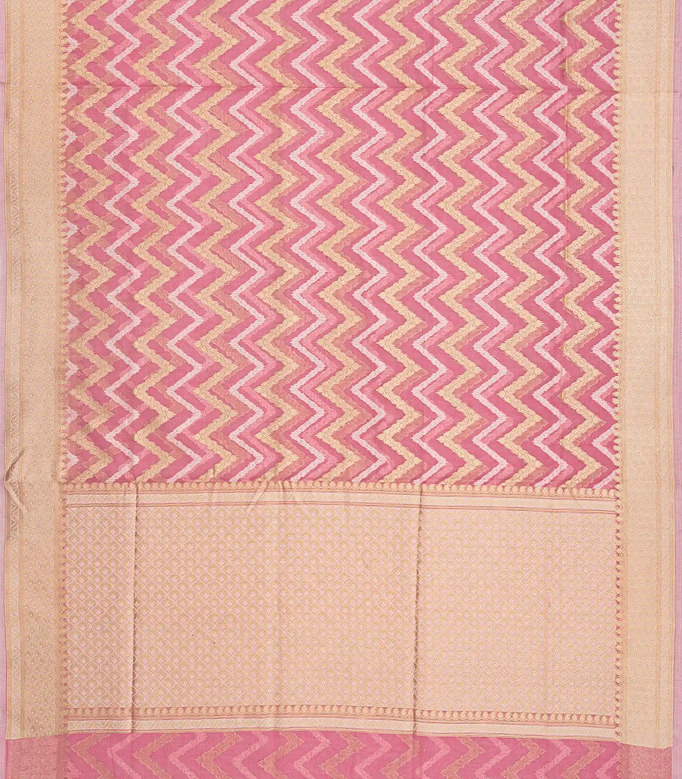 RmKV Peach Blended Organza Saree With Floral Chevron Motifs-Peach - view 2