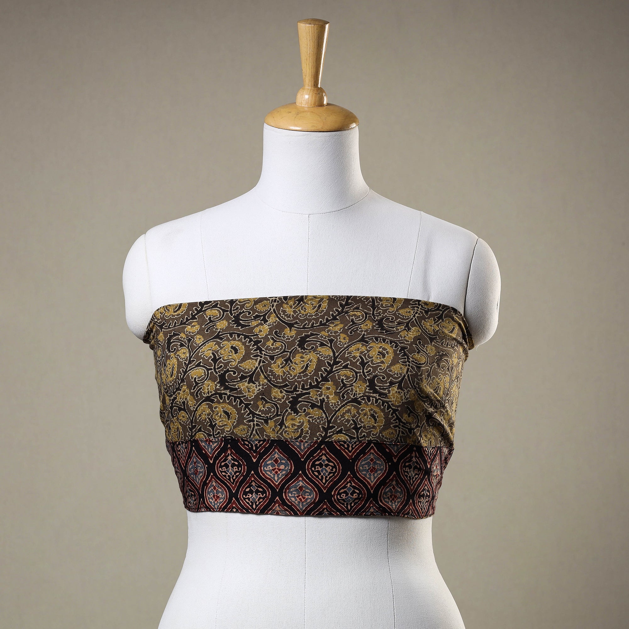NOORI BAZAR Brown - Ajrakh Block Printed Cotton Blouse Piece