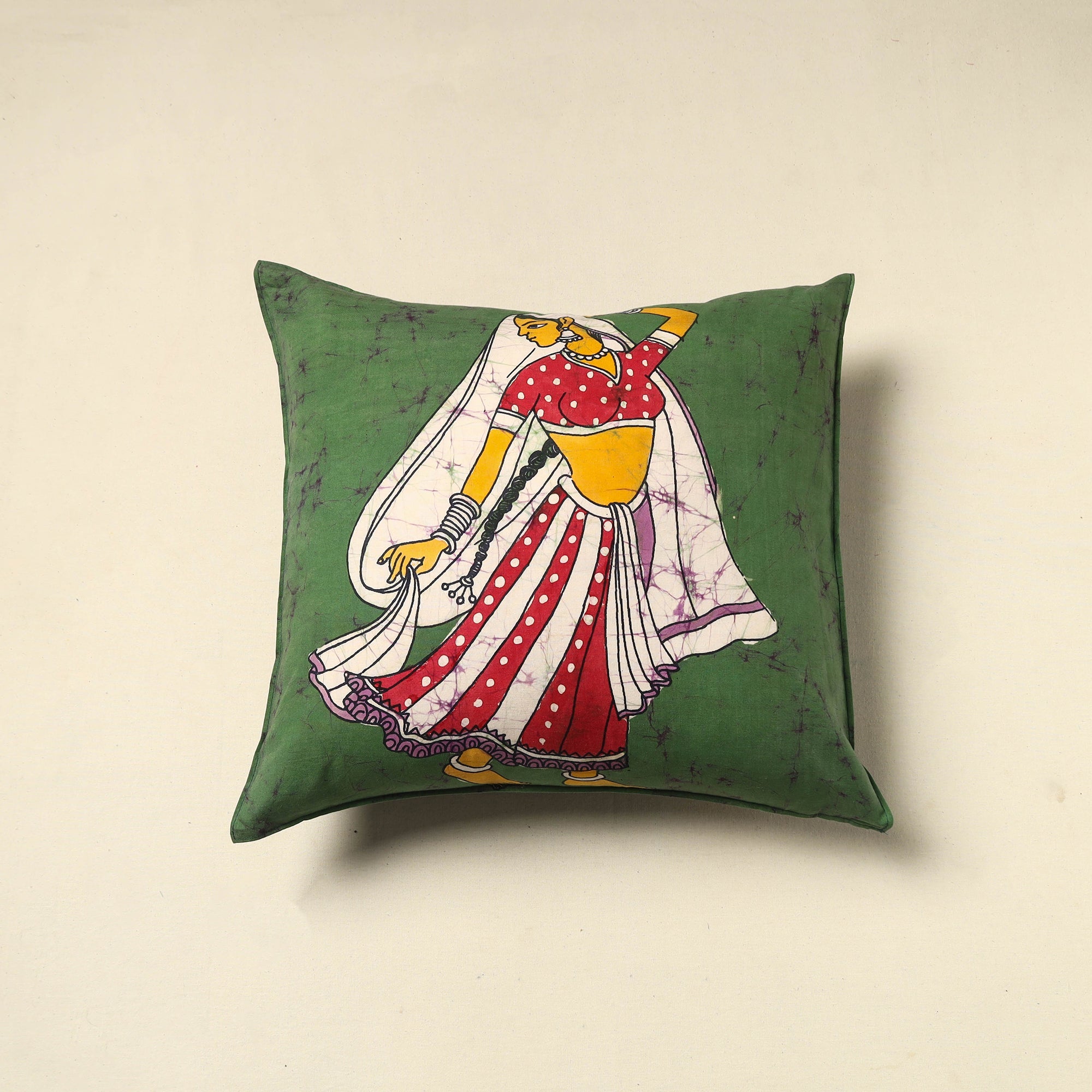 KACHCHH JI CHHAAP Pure Cotton Hand Batik Cushion Cover (18 x 18 in) 86