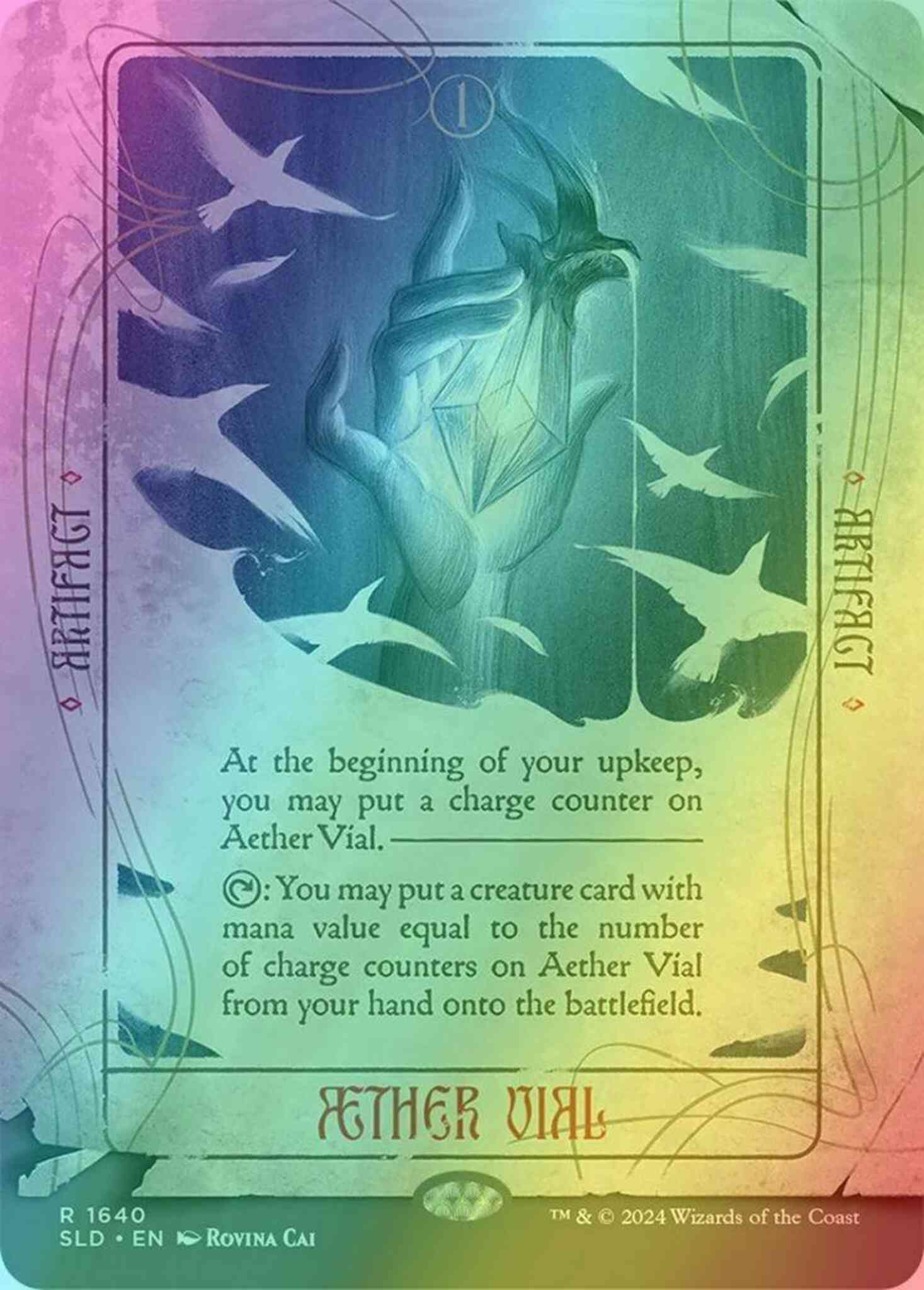 Aether vial 1640 – Magic Aether Vial [1640] [Borderless] [Rovina Cai] [Secret Lair Drop] [Foil]