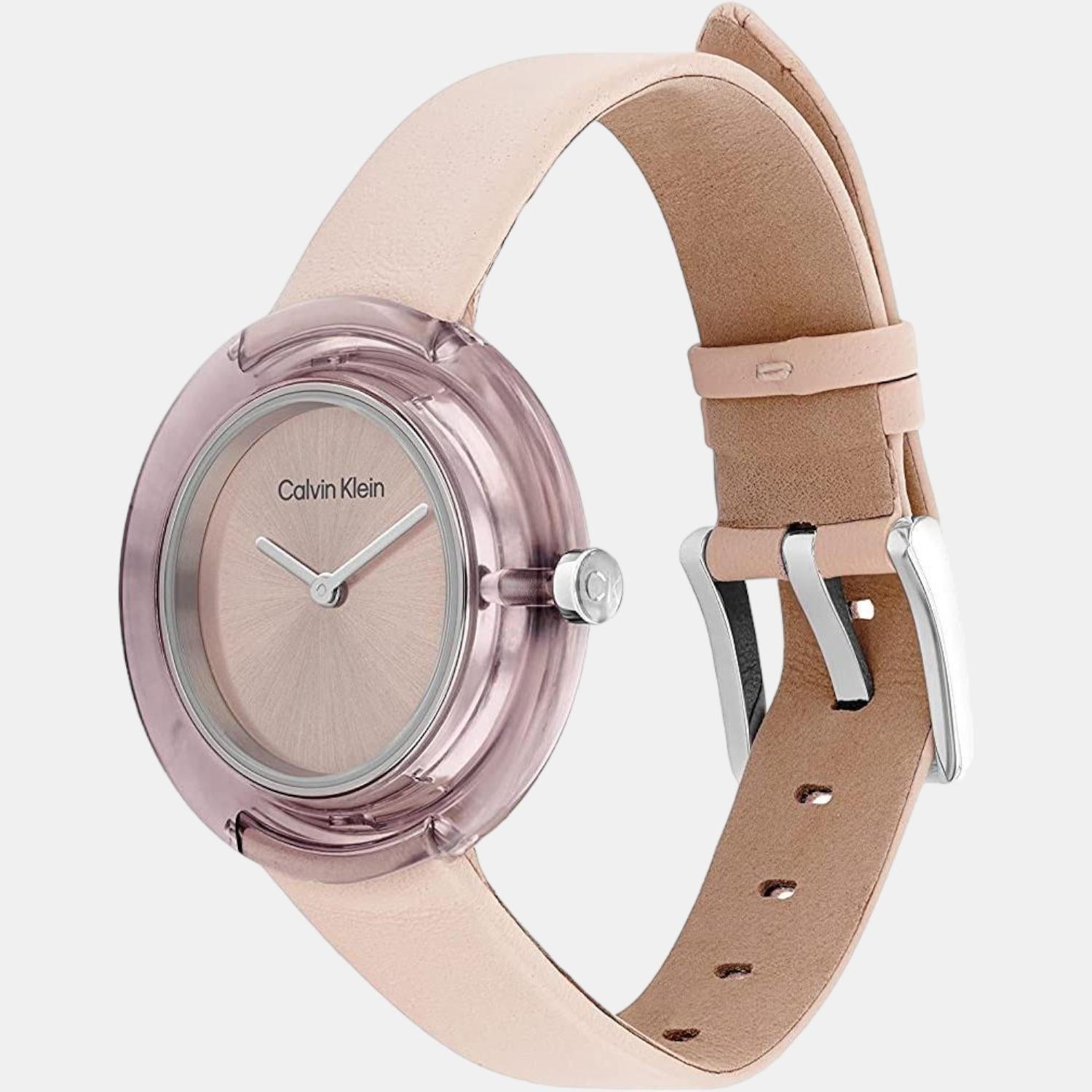 Calvin Klein Circular Women Quartz Pink Dial Analog Leather Watch 25200021 - view 2
