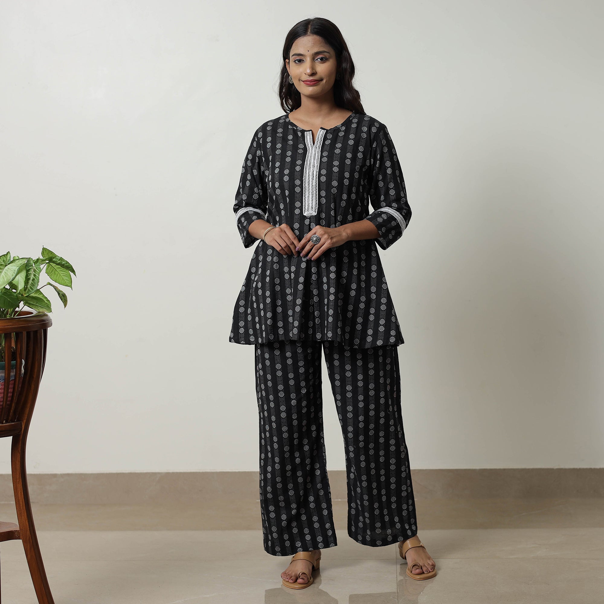 ITOKRI CASUALS Black - Jacquard Cotton Co-Ord Set 08