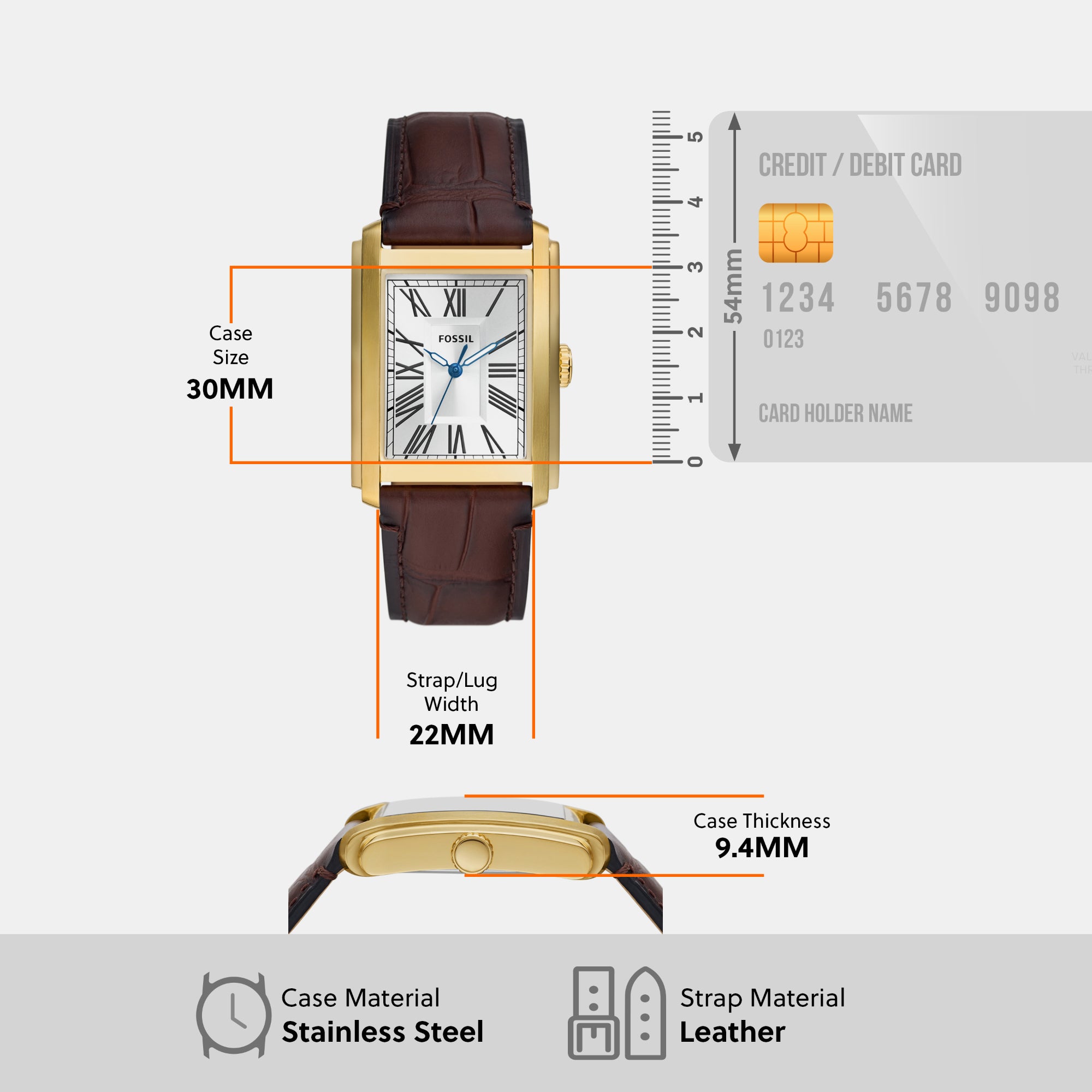 Fossil Carraway Men Quartz Silver Dial Analog Leather Watch FS6011 - view 7