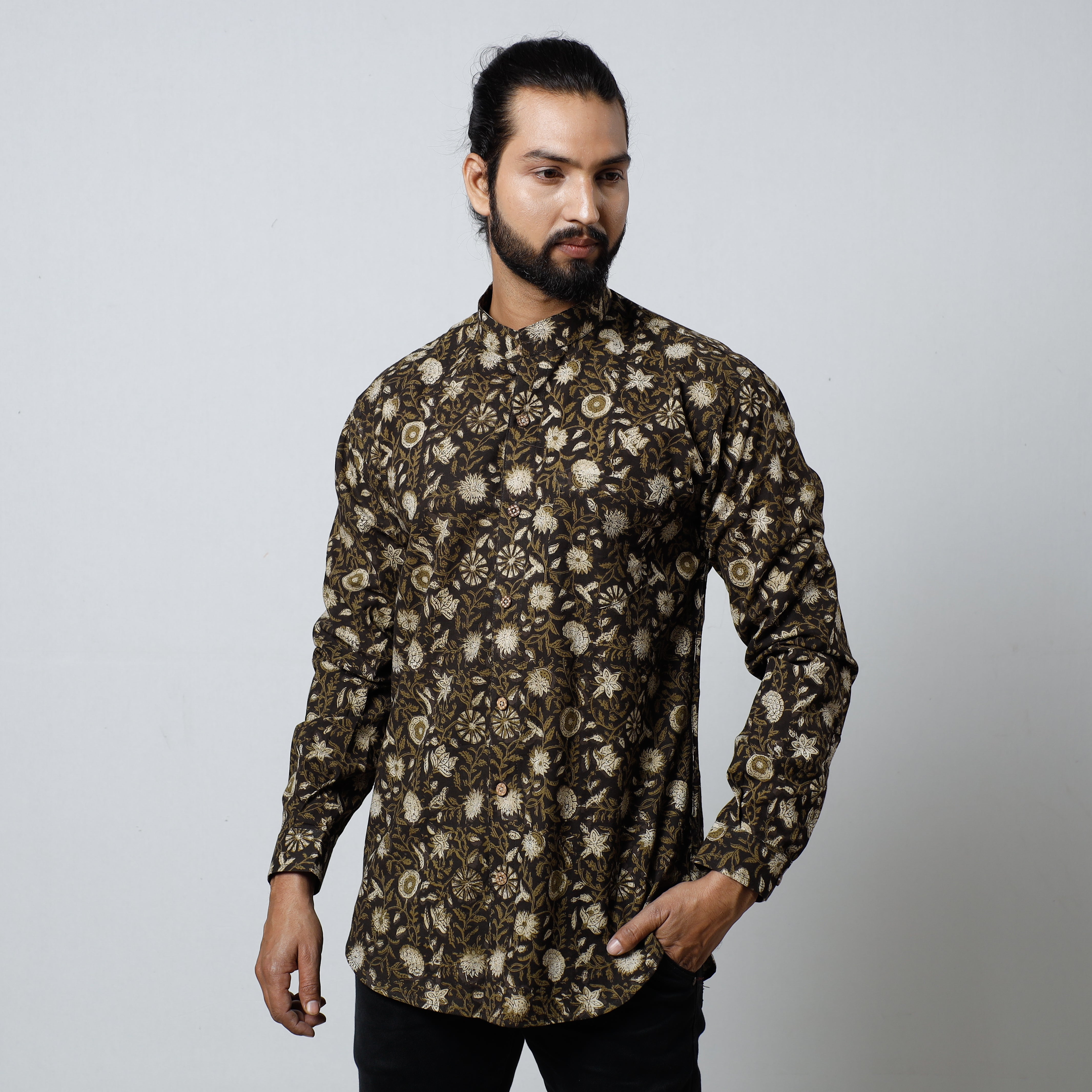 ITOKRI CASUALS Black - Bagru Block Printed Cotton Men Full Sleeve Shirt