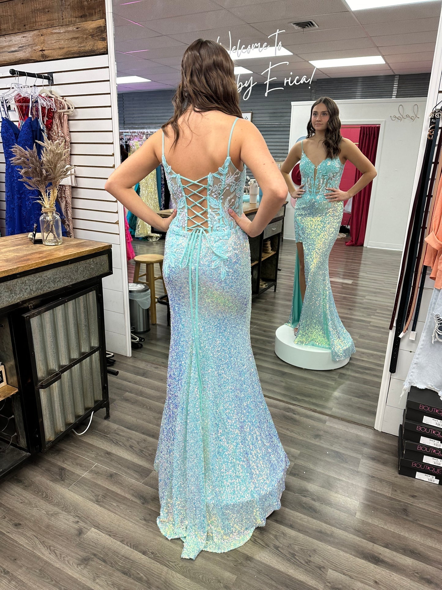 Sequin Fitted Sleeveless Slit Gown by Jovani 24299 - view 5