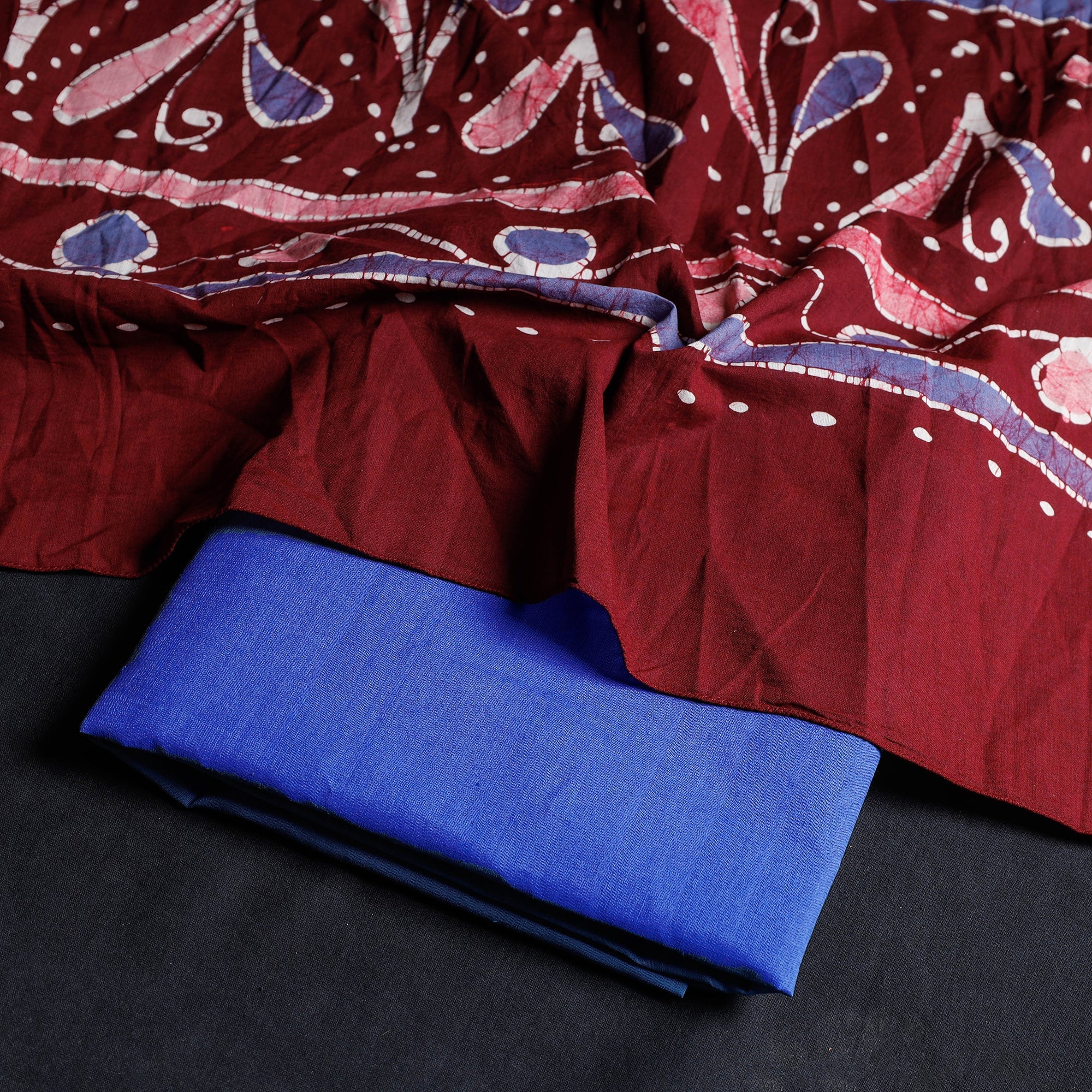 NOORI BAZAR Blue - 2pc Plain Mangalagiri Handloom Cotton Kurta with Batik Dupatta - view 2