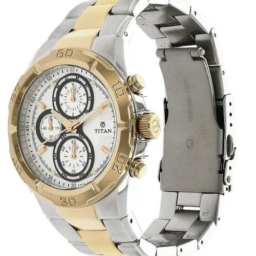 Titan Chronograph White Dial Stainless Steel Strap watch for Men 42.2mm NT9308BM01 - view 2