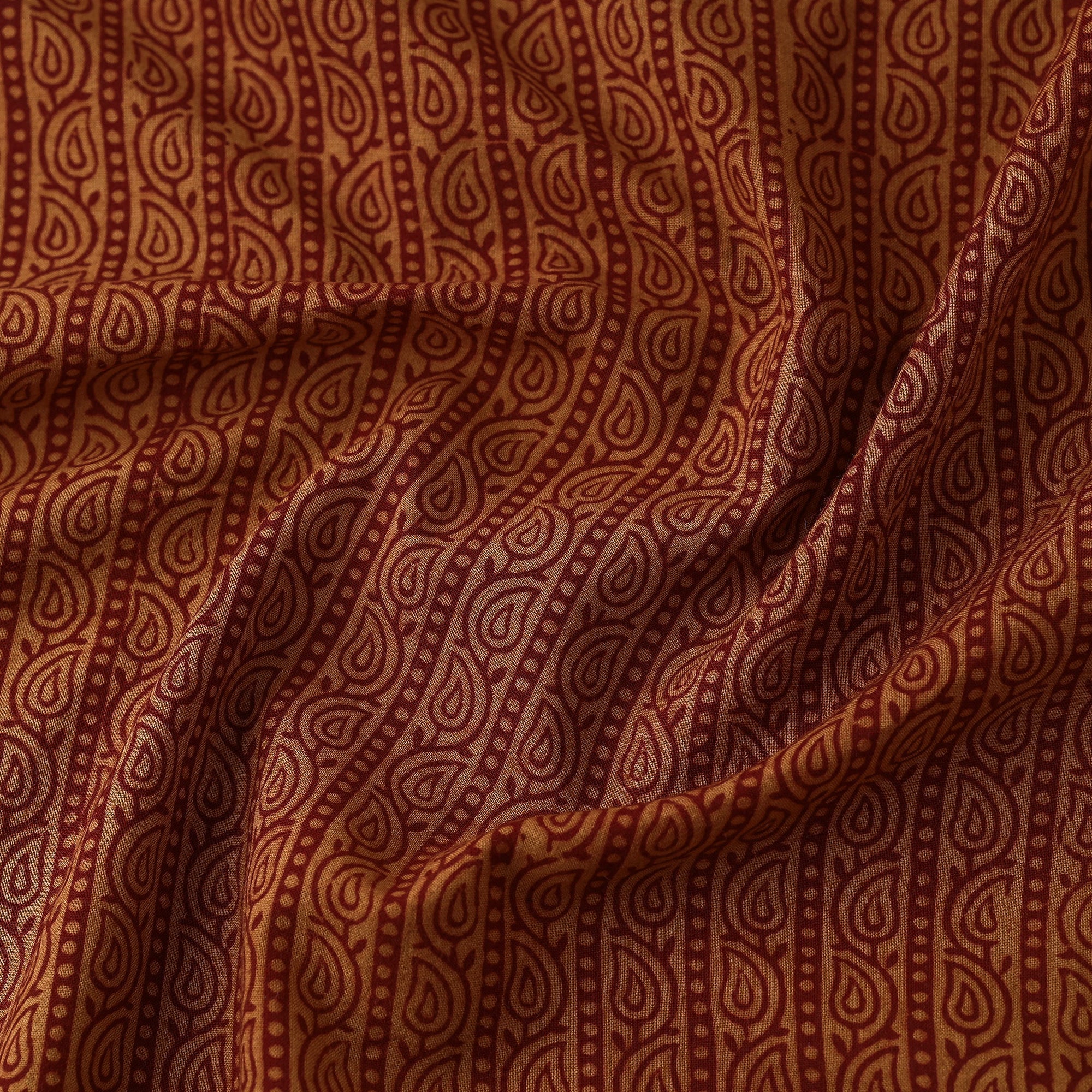 BAGH PRINTS BY MOHAMMED RAFIK KHATRI Brown - Bagh Hand Block printed Cotton Fabric - view 3
