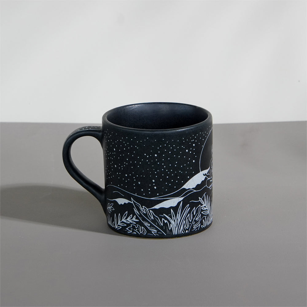 ALMIRO TREE Black - Ceramic Yoga Design Coffee Mug (350ml) - view 2
