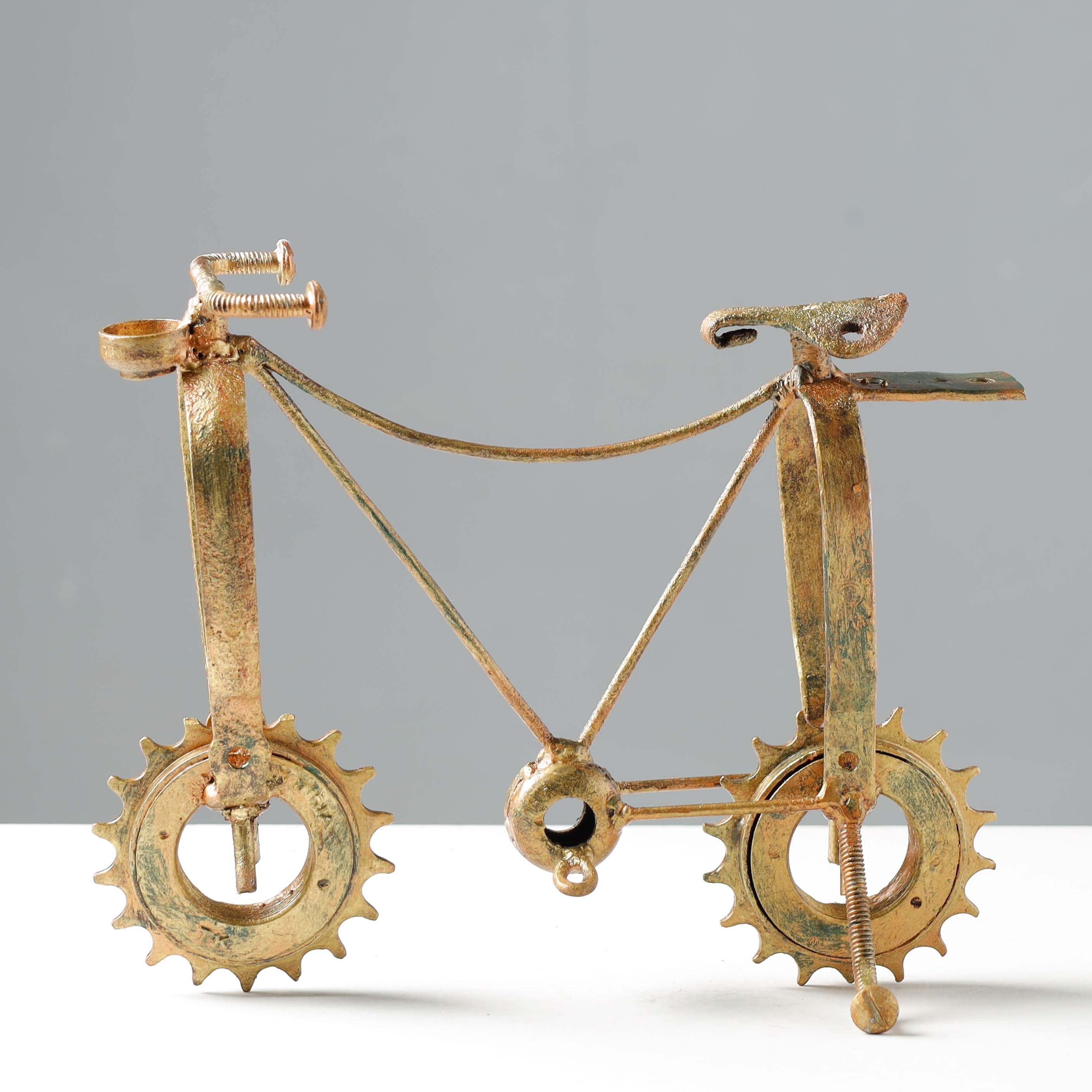 Bicycle - Handmade Recycled Metal Sculpture by Debabrata Ruidas - view 2