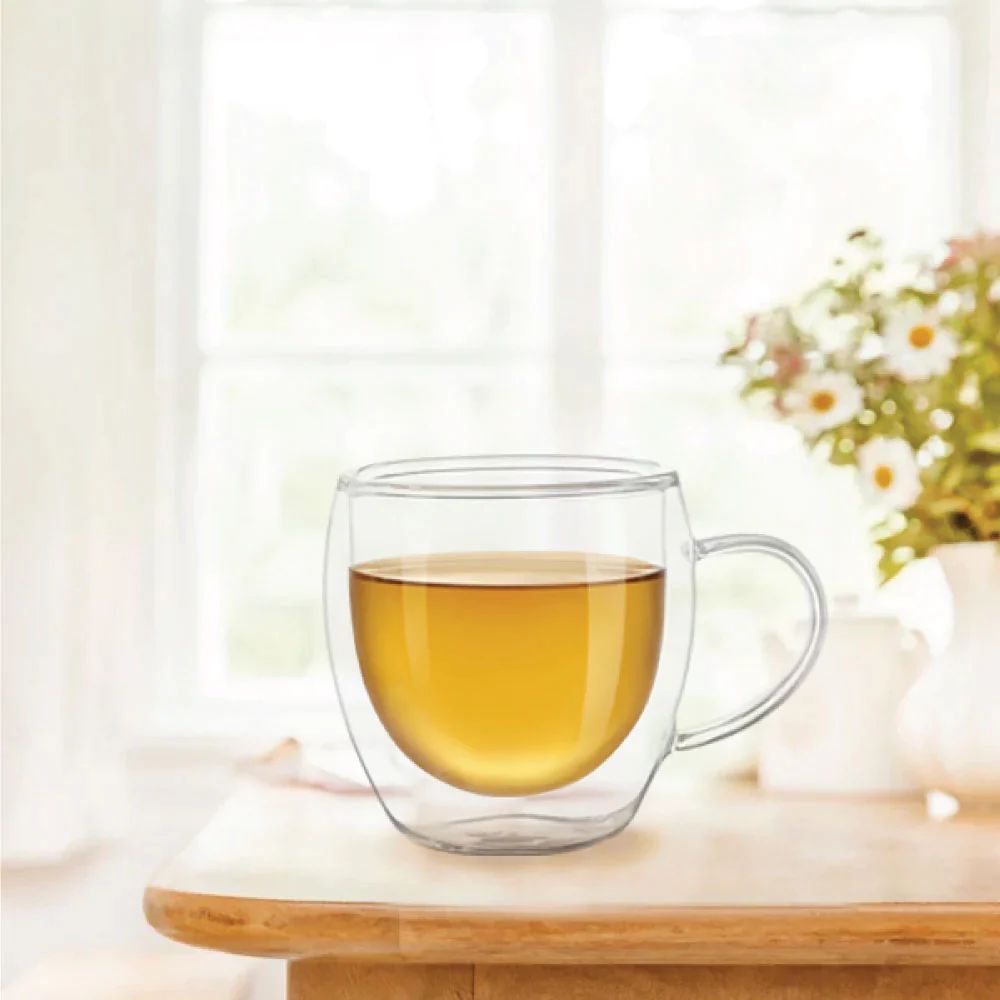 Borosil Java 300 ML Double Wall Glass Mug | Transparent | Set of 2 Pcs - view 2