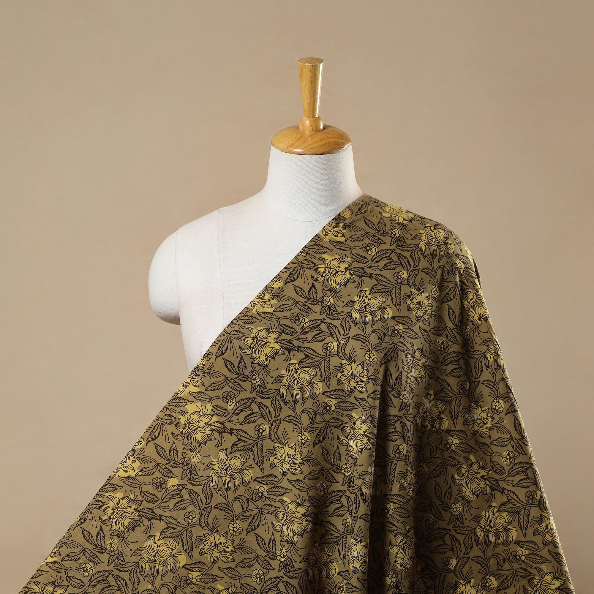 ARTISAN HAND BLOCK PRINTS Brown - Block Print Cotton Jahota Fabric 35