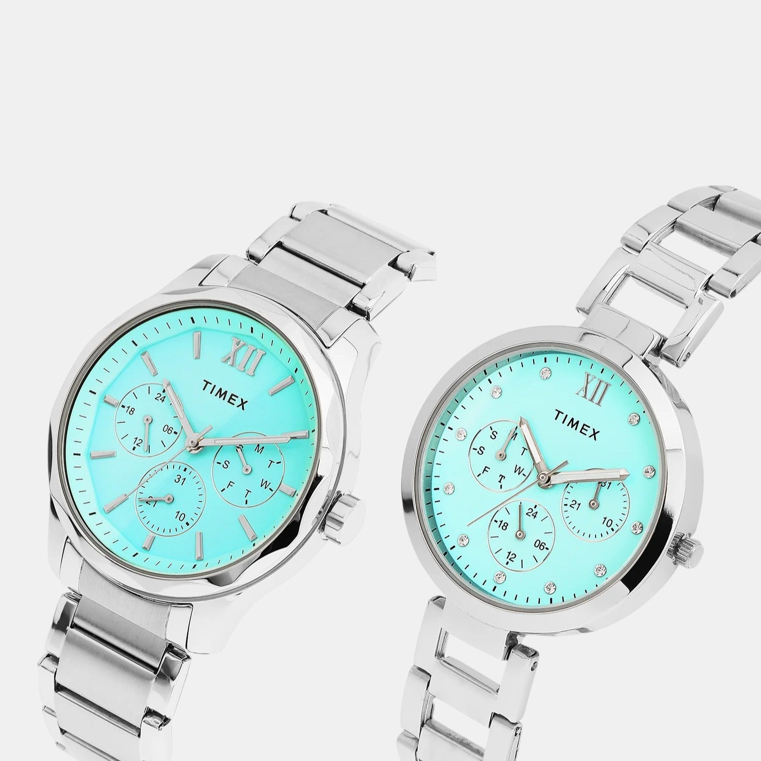 Timex Fashion Couple Quartz Tiffany Blue Dial Multi-Function Stainless Steel Watch TW00PR326 - view 2