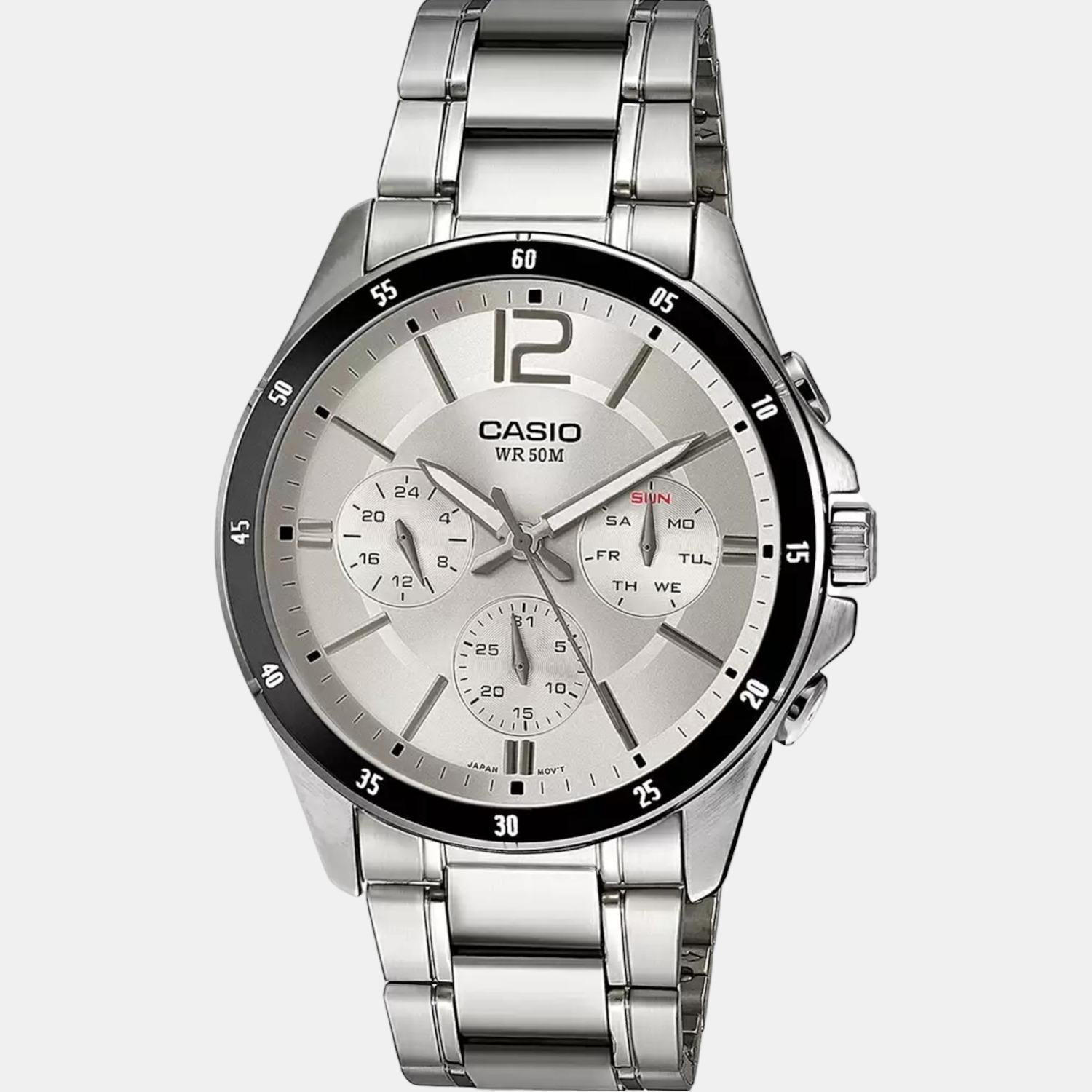 Casio Enticer Men Quartz White Dial Chronograph Stainless Steel Watch A833 - view 2
