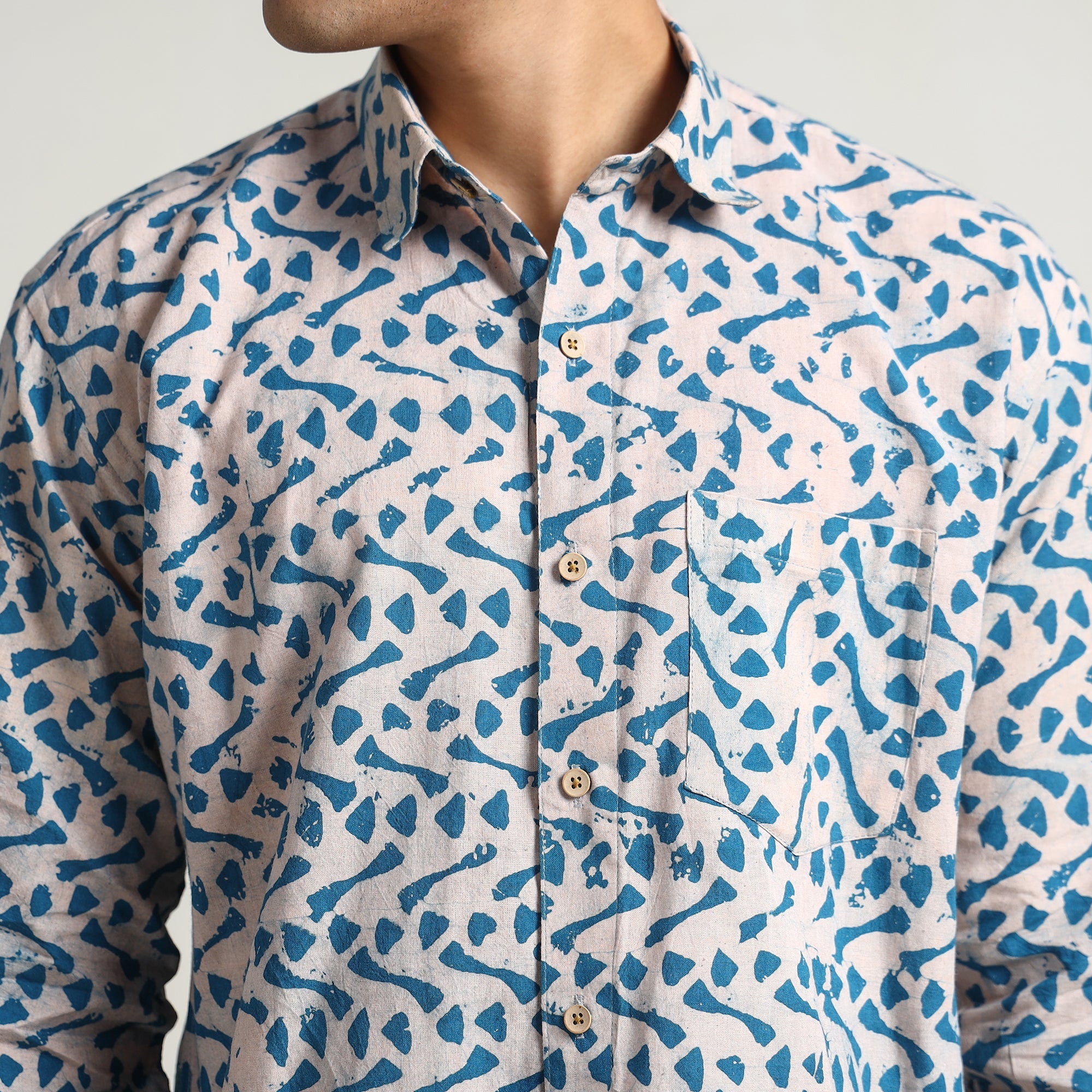 ITOKRI CASUALS Blue - Hand Batik Printed Cotton Men Full Sleeve Shirt 13 - view 4
