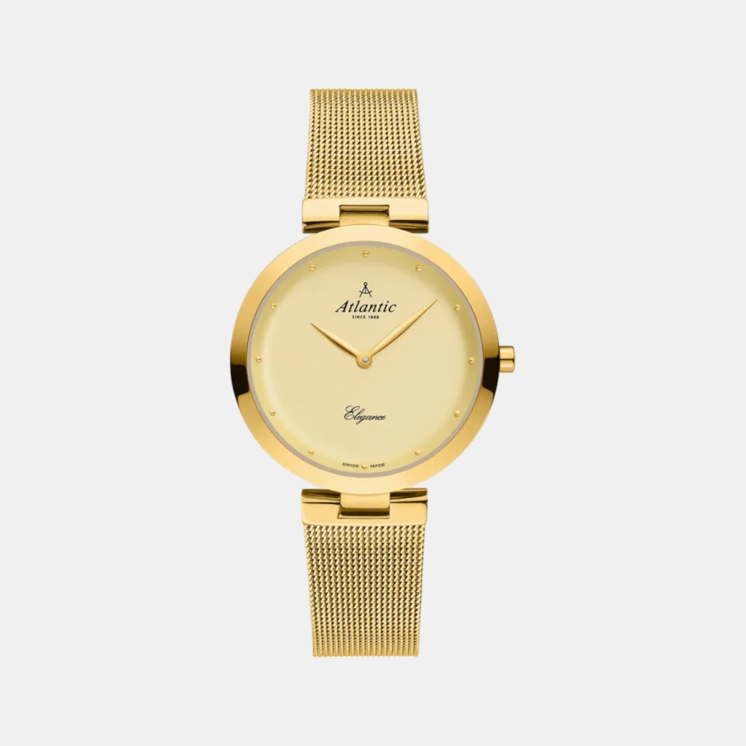 Atlantic Elegance Classic Women Quartz Gold Dial Analog Mesh Watch 29036.45.31MB