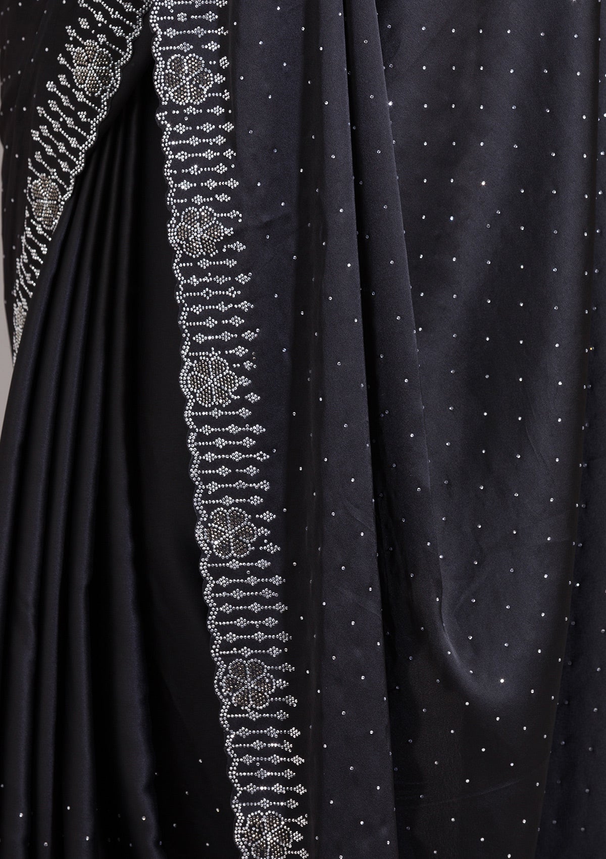 Koskii Black Swarovski Satin Saree – Women's - view 8