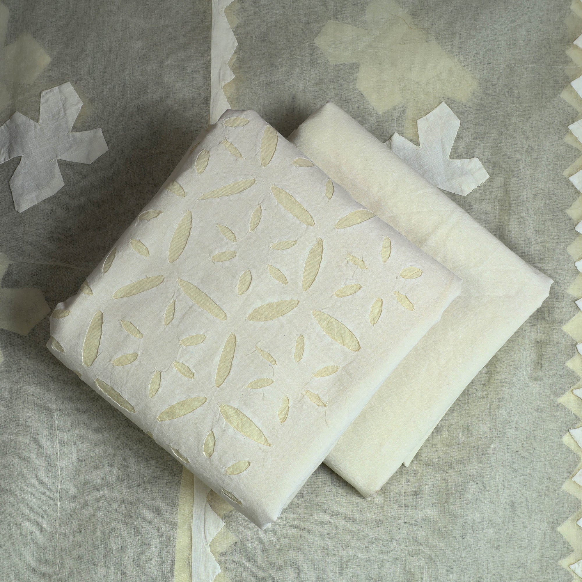 SHADES OF MARUDHARA White - 3pc Cut Work Cotton Barmer Applique Dress Material 44 - view 2