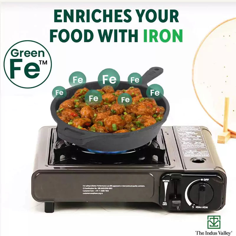 The Indus Valley CASTrong Cast Iron Fry Pan, Pre-seasoned, Nonstick, 100% Pure, Toxin-free, Induction, 25cm, 1.6L, 2.4kg - view 6