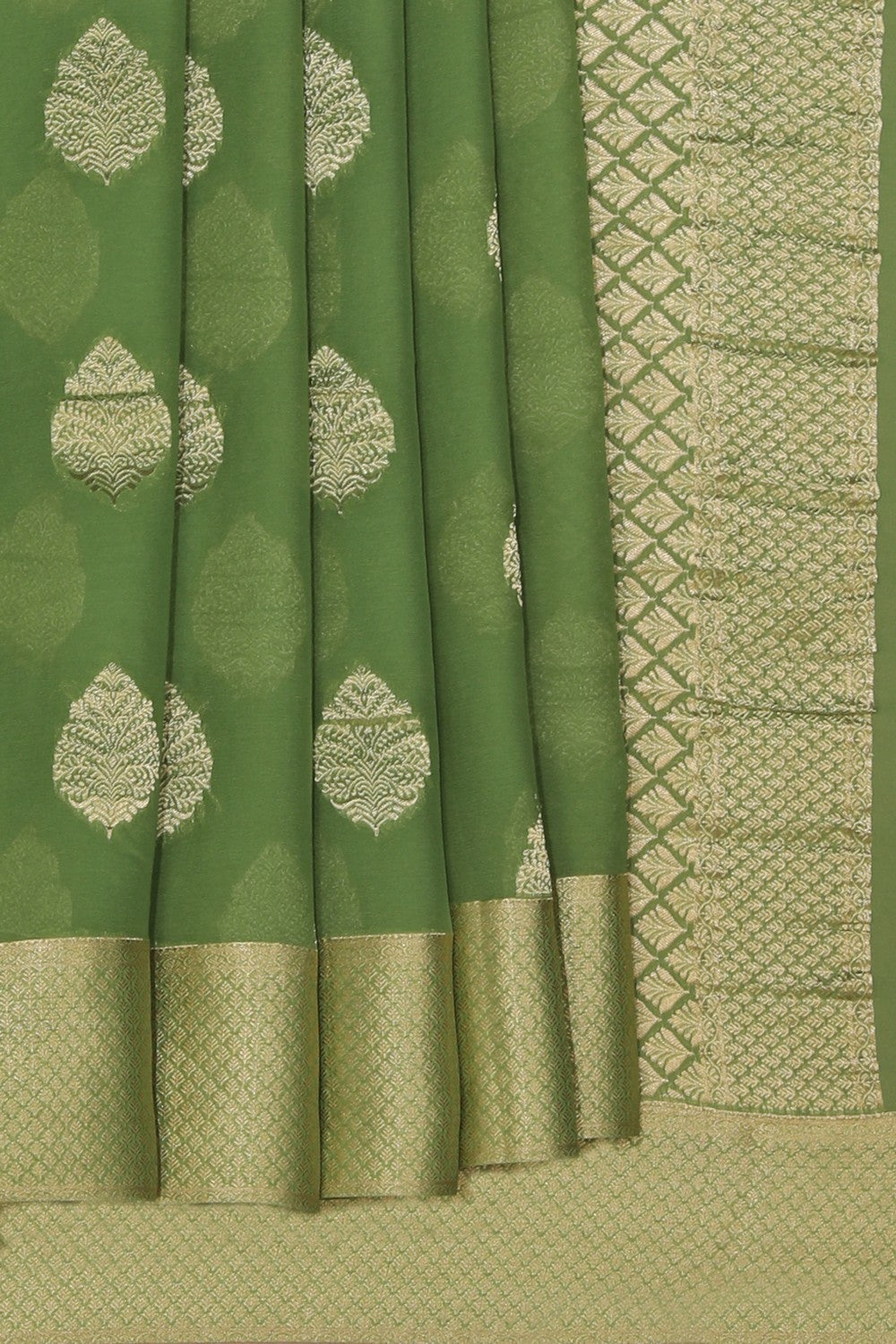 Kalanjali Georgette Sage Green Saree – Women's