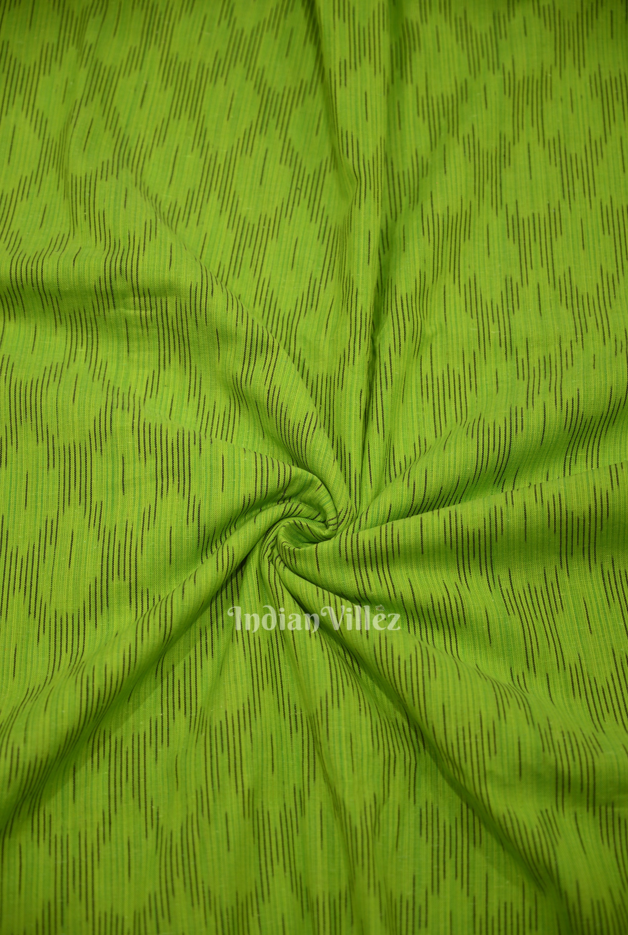 IndianVillèz Dark Parrot Green Pochampally Ikat Cotton Fabric