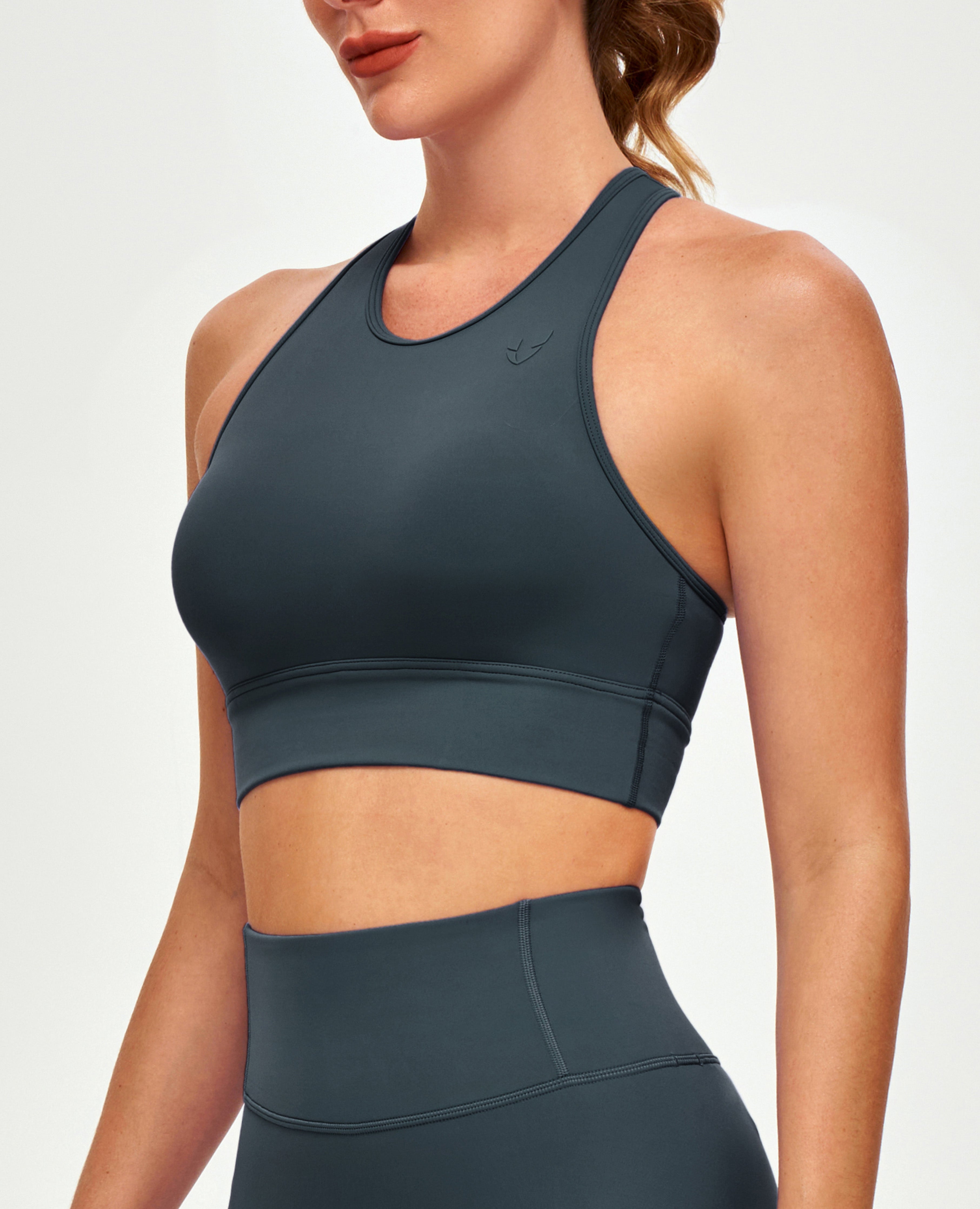 FIRM ABS High Neck Sports Bra - Gray - view 3