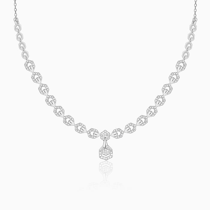 GIVA Jewellery Silver Glittering Hexagon Necklace