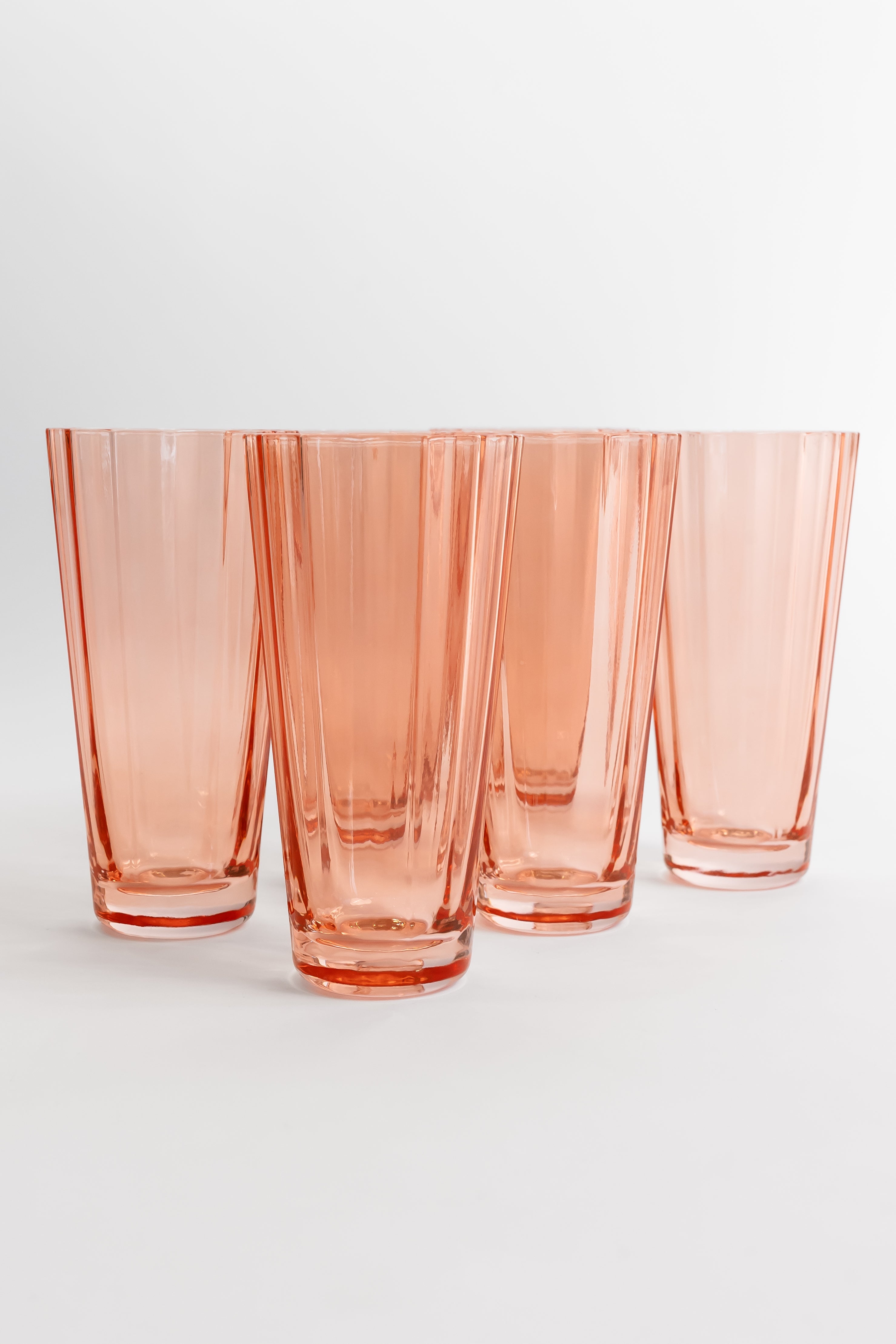 Estelle Colored Glass Estelle Colored Sunday High Balls - Set of 6- Peach Fuzz {Our Coral Peach Pink}