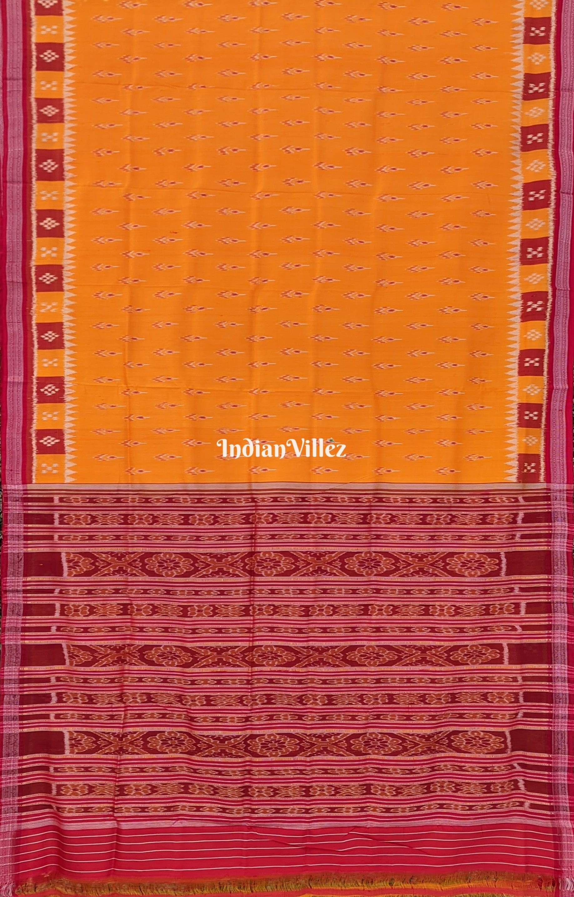 IndianVillèz Yellow Mayura Chandrika Odisha Handloom Khandua Silk Saree - view 4