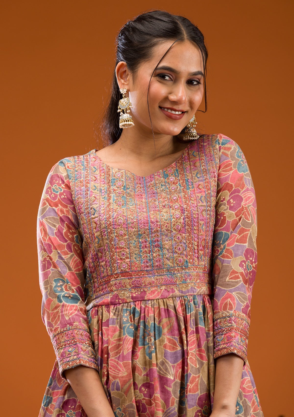 Koskii Multi Printed Semi Crepe Readymade Salwar Suit - view 7