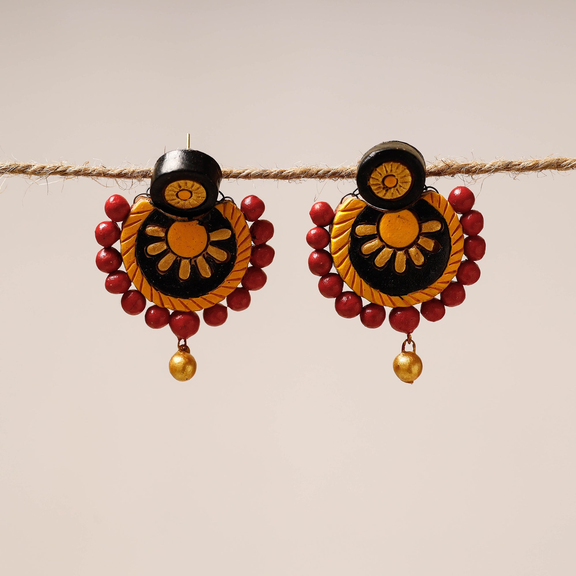 KHUSHBASH - HAPPY LOOM OF EAST Bishnupur Handpainted Stud Terracotta Earrings 20