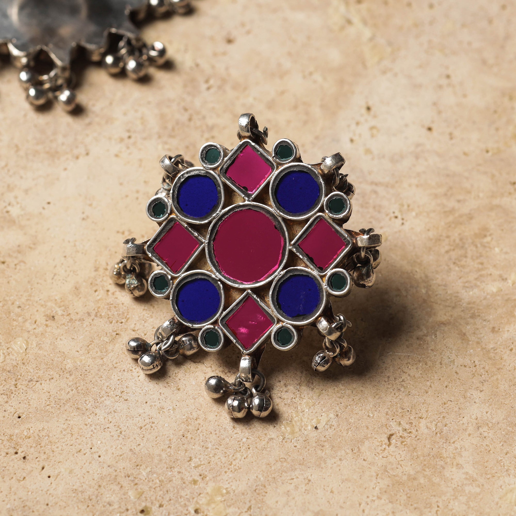 ITOKRI CRAFTS INITIATIVE Antique Glass Encrusted Tribal GS Ring (Adjustable) - view 2
