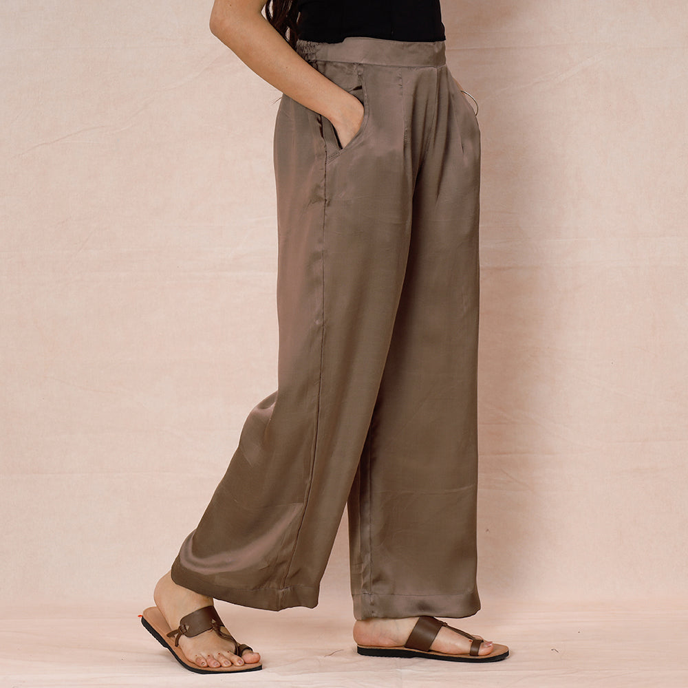 ITOKRI CASUALS Brown - Pure Modal Silk Plain Palazzo