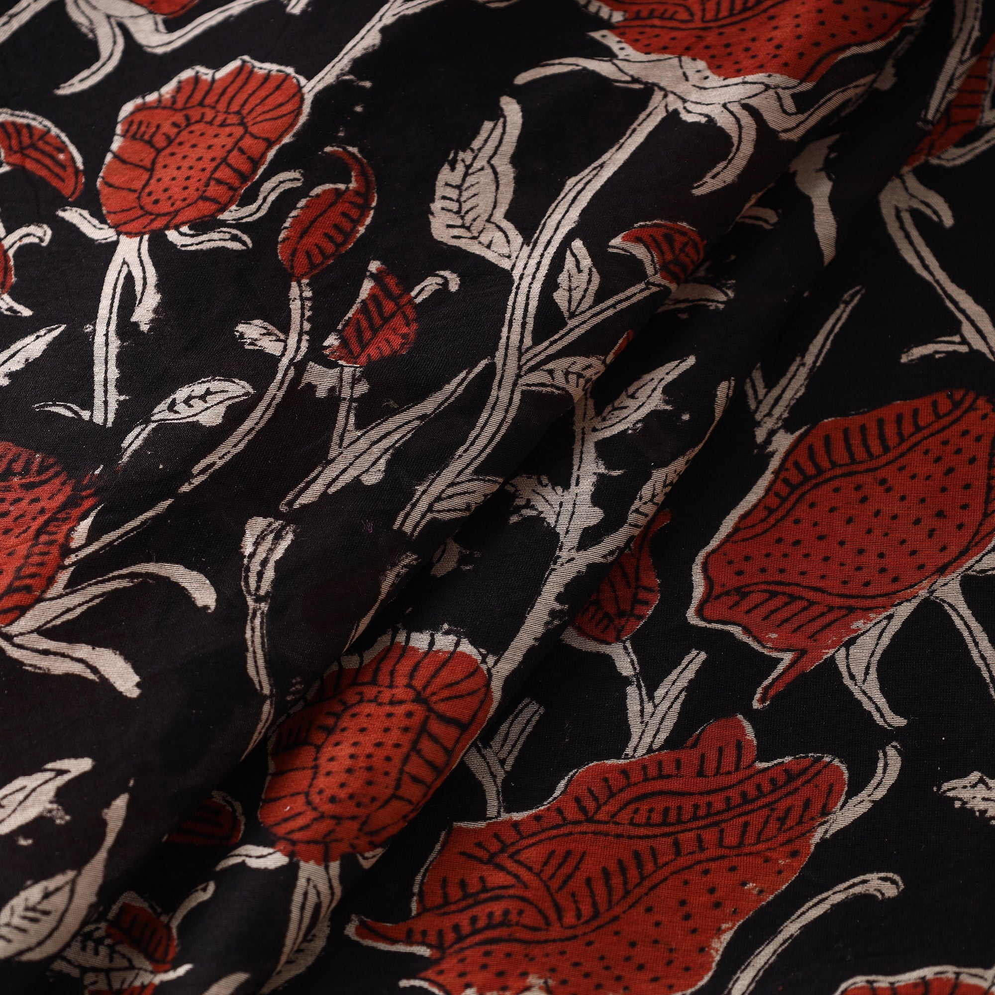 BAGRU DABU PRINTS Black - Dabu Bagru Block Print Chanderi Silk Fabric 04 - view 2