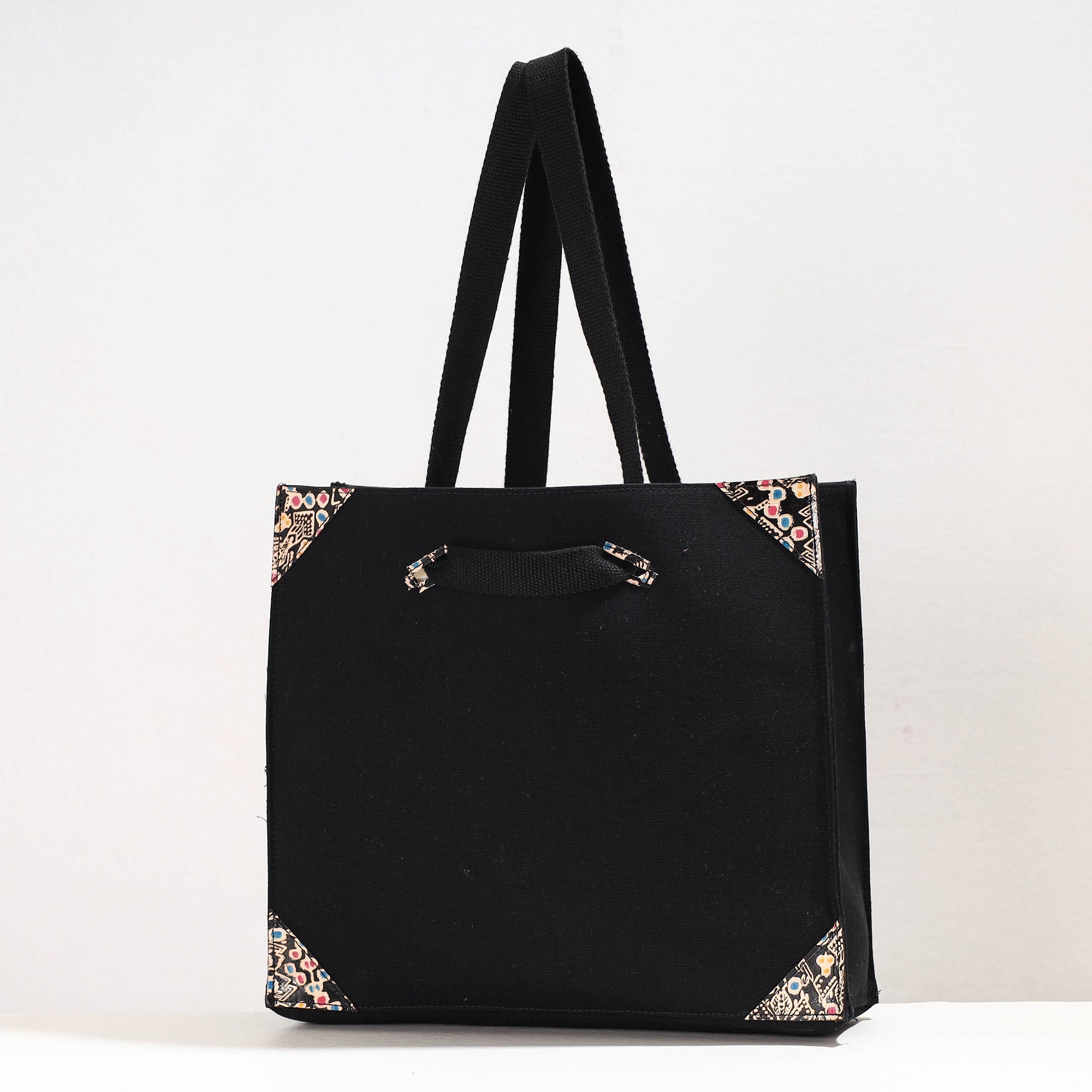 SASHA Black - Handcrafted Canvas Cotton & Leather Cross Body Bag - view 2