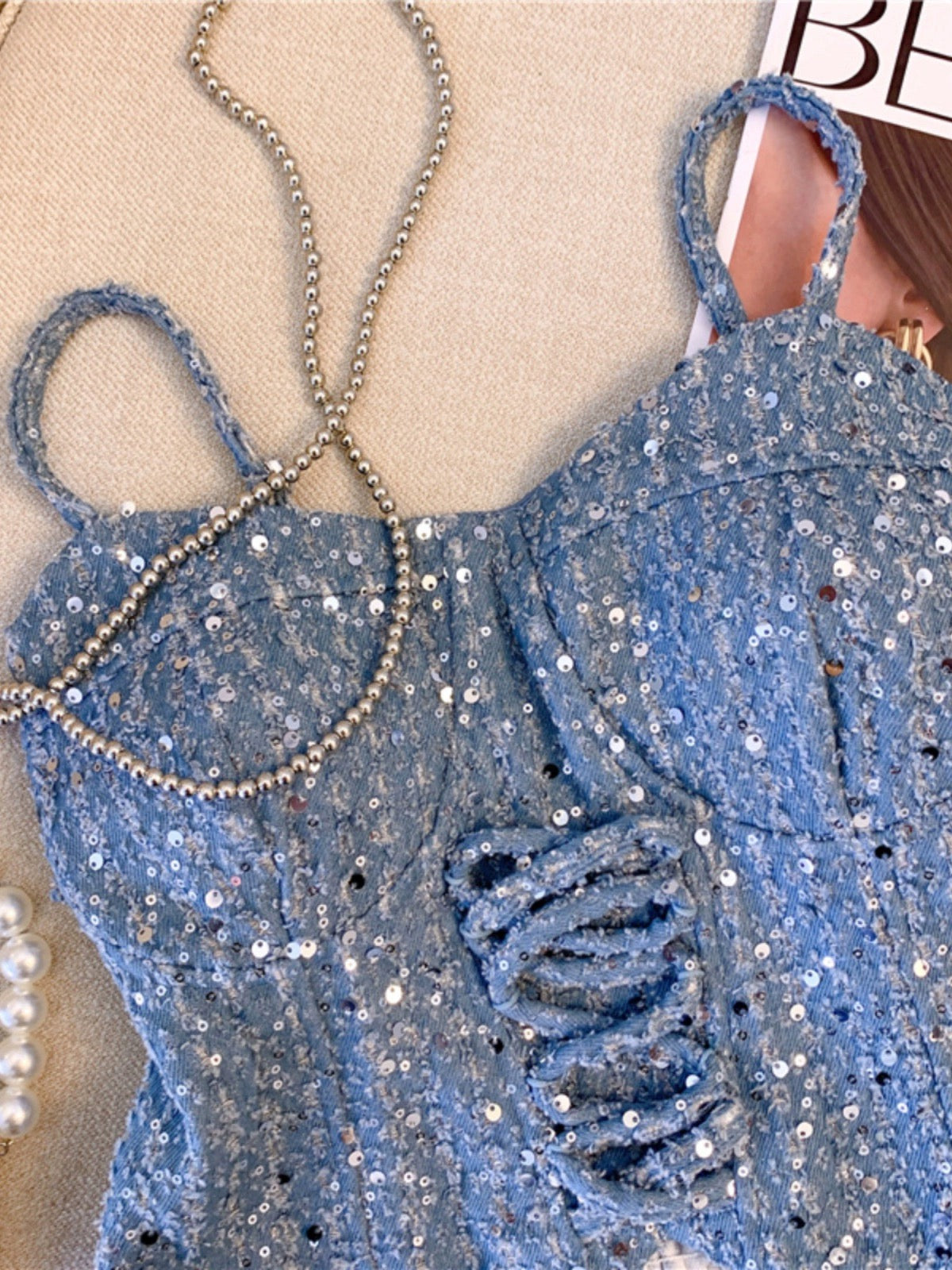 Alamode By Akanksha Bodor Statement Vest Tops in Blue - view 2