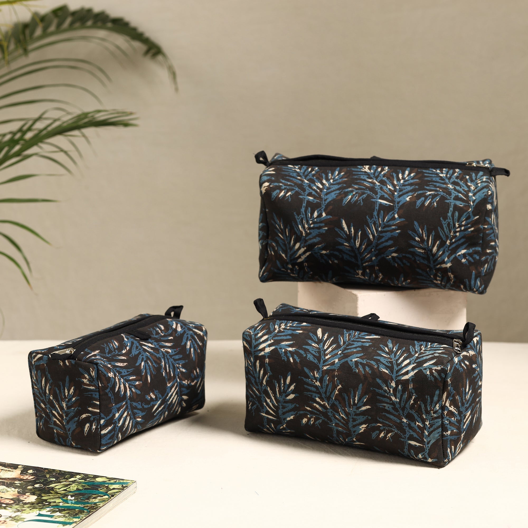 ITOKRI CRAFTS INITIATIVE Brown - Handmade Cotton Toiletry Bags (Set of 3) 08