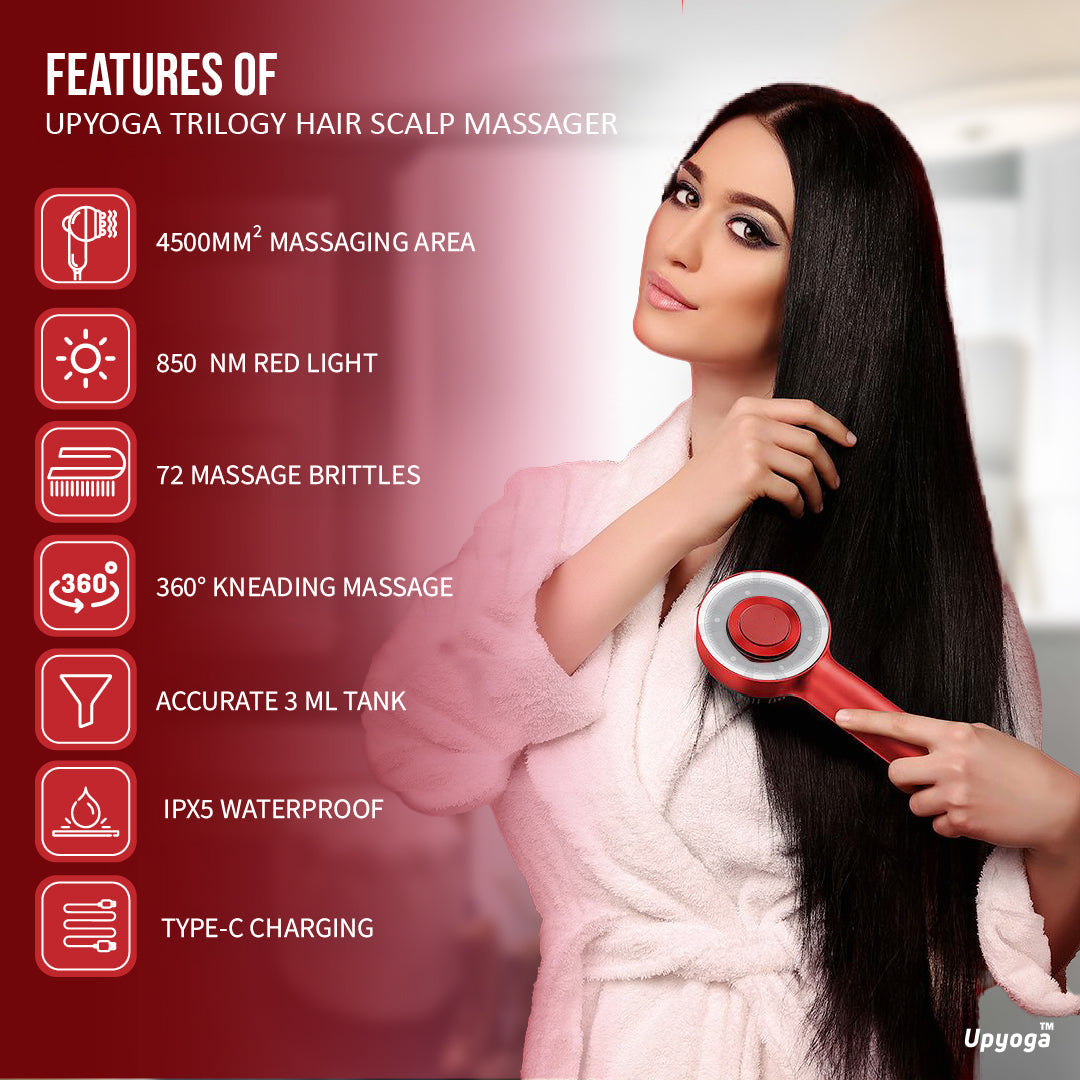 Cash on Delivery Available Upyogaa Trilogy Red Light Therapy Hair Scalp Massager & Oil Applicator Hair Rejuvenation Device | 1 Year Warranty - view 2