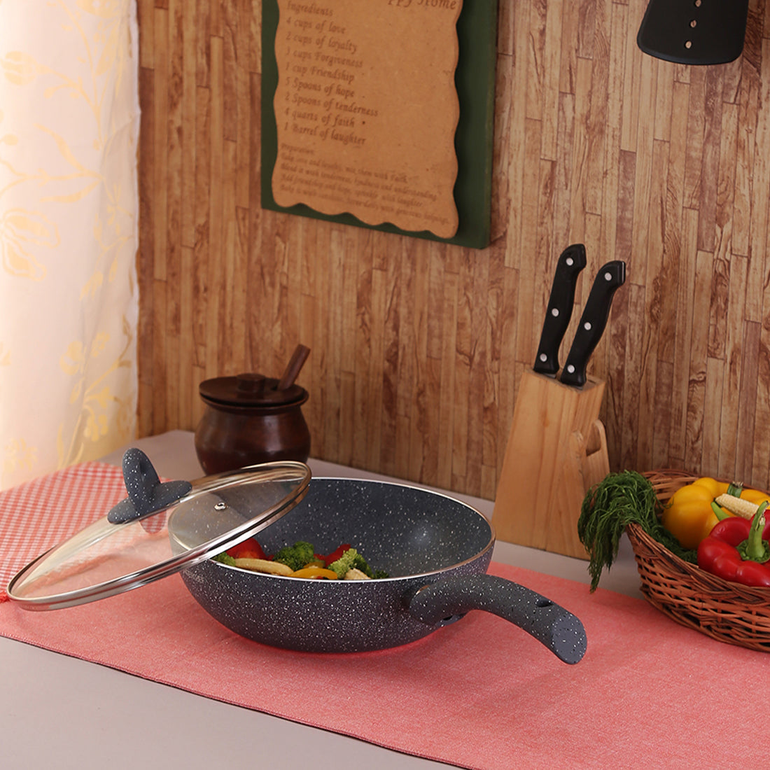 Wonderchef Renewed Granite 26cm Non-Stick Wok (without Lid) - view 5