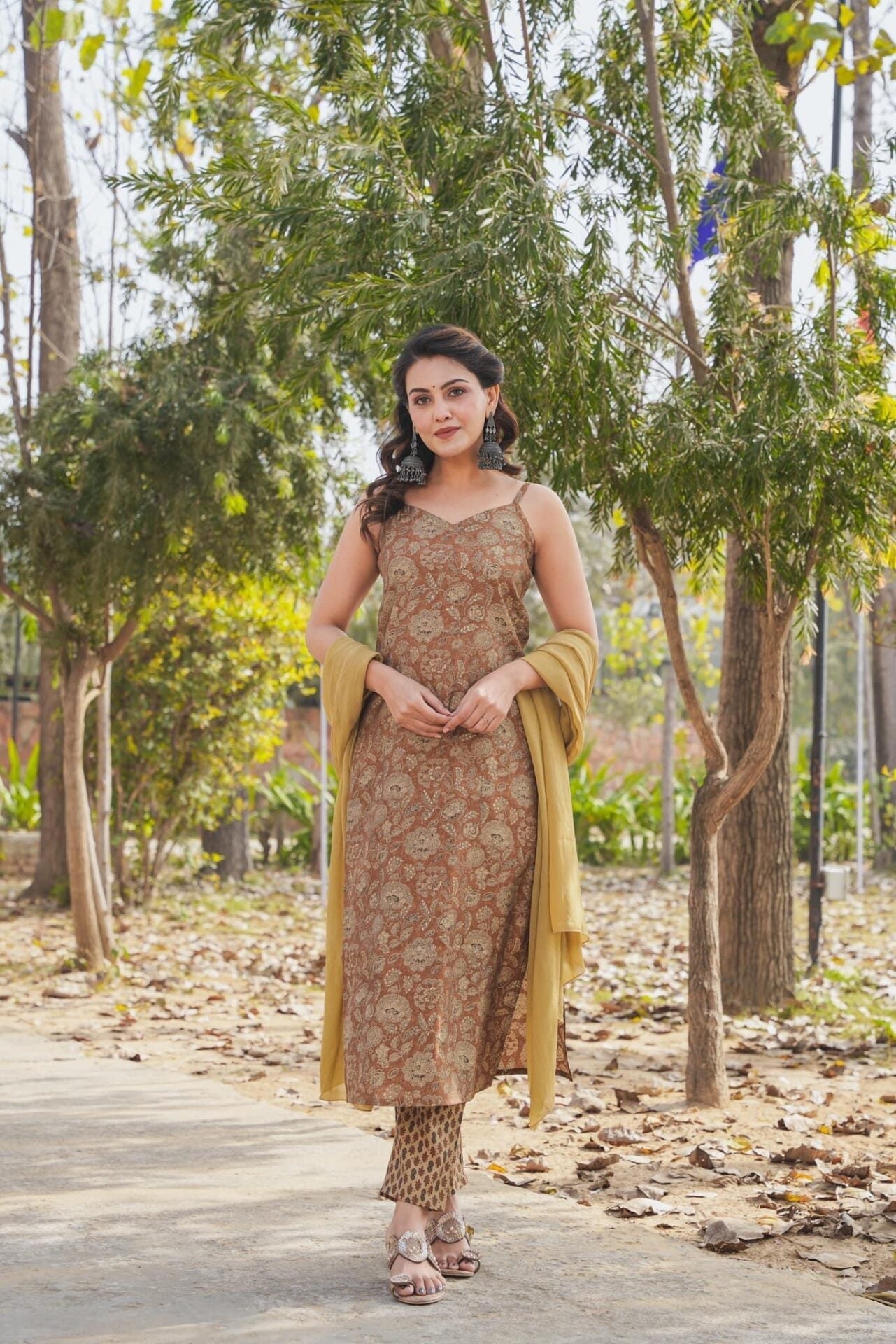 Idaho-o Sepia Brown Straight Suit Set