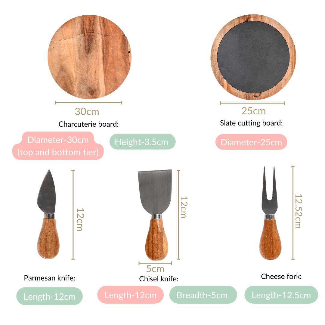 Nestasia Round Wooden Charcuterie Board With Cheese Knives - view 5