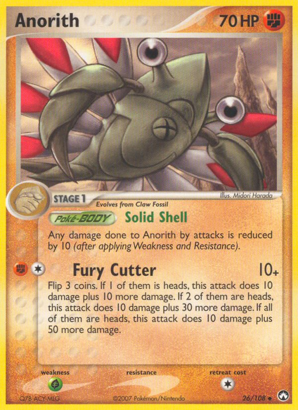 Uncommon ex16-26 reverse – Pokémon Anorith - 26/108 - Uncommon [ex16-26] [Reverse Holo] - Anorith - 26/108 - Uncommon