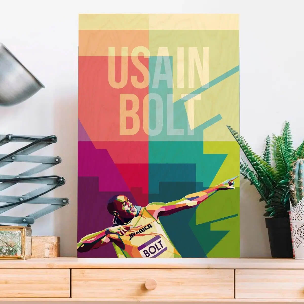 Bigsmall_cc Usain Bolt Wooden Wall Art